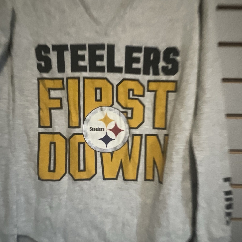 Victoria's Secret PINK NFL PITTSBURGH STEELERS "FIRST DOWN" Thermal Top LG EUC